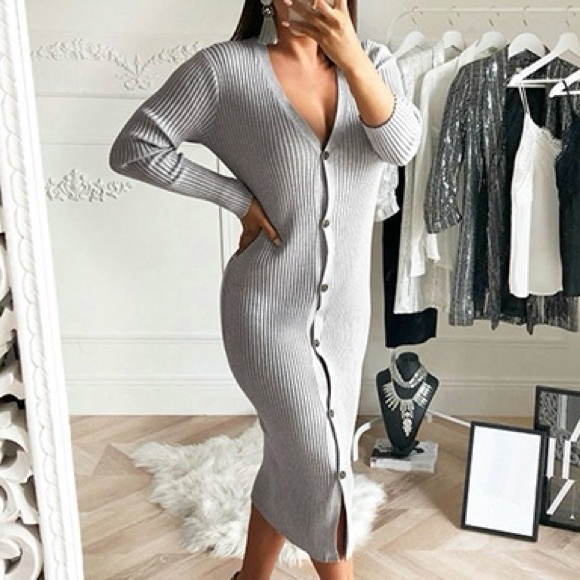 🐰 Forever 21 Lightweight Front Button Cardigan Sweater Dress - Picture 13 of 15